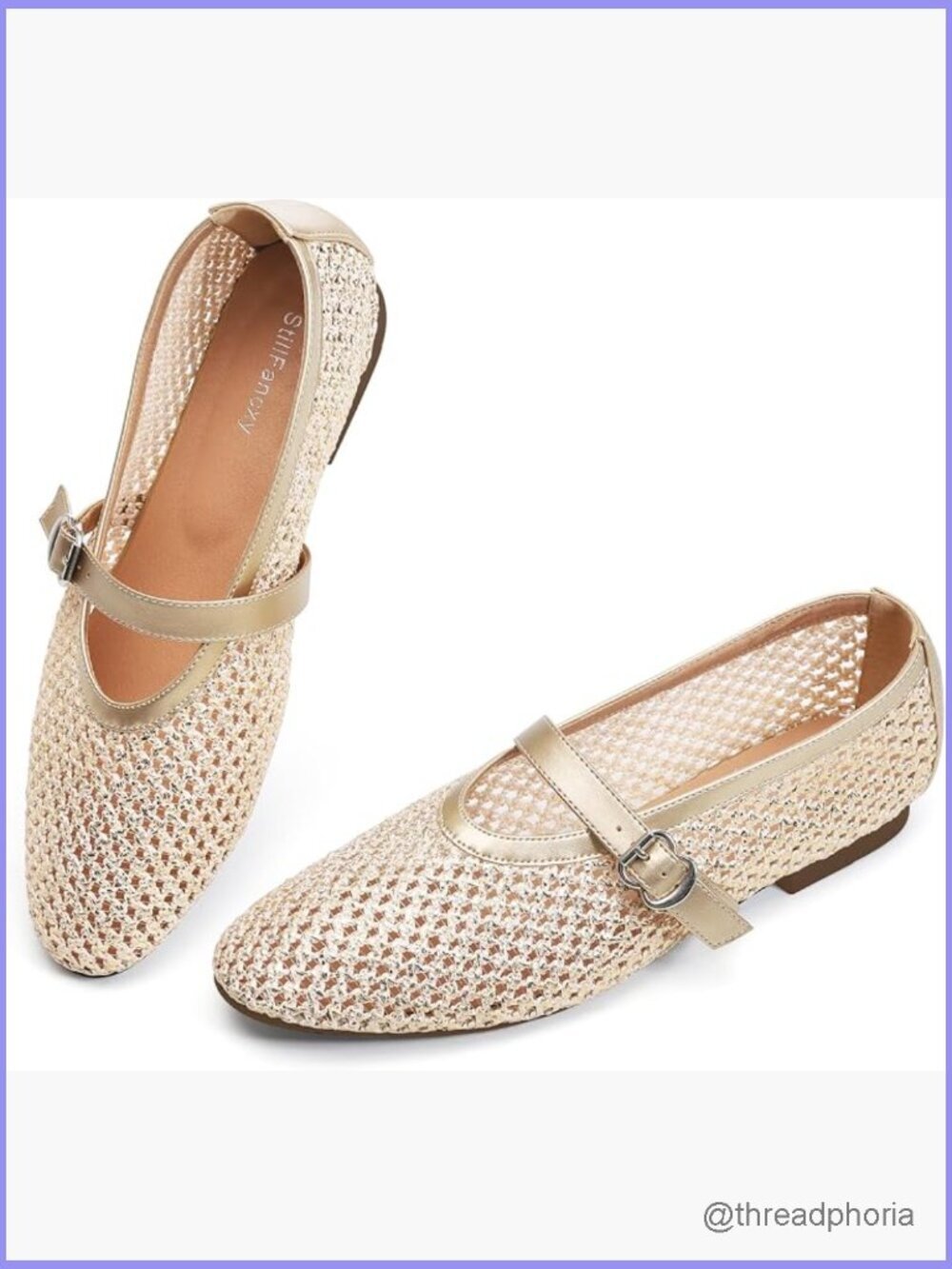 Adjustable Strap Mary Jane Flats Ballet Office Shoes Fishnet Mesh